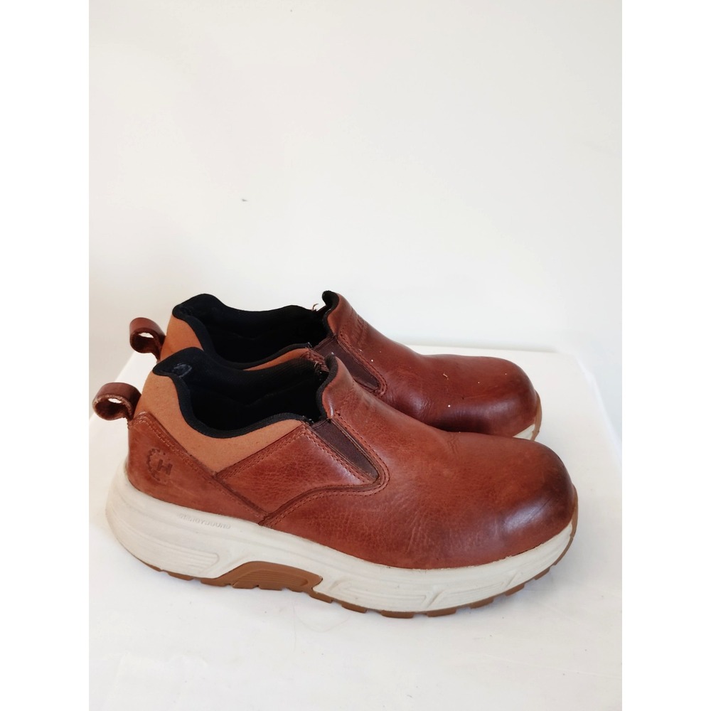 Hytest USA Made Men 8M Brown Leather Steel Toe Slip Resistant Work Shoes Safety
